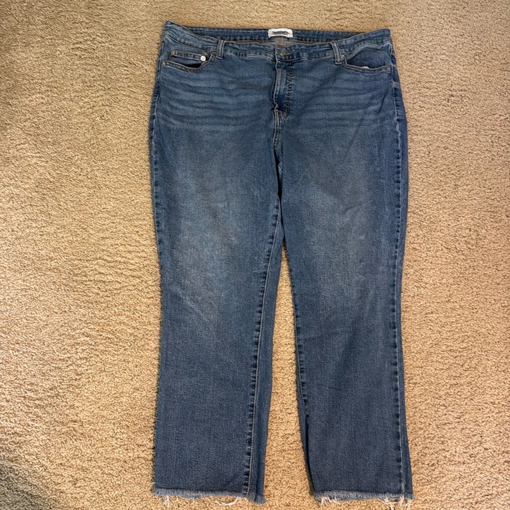 Crown & Ivy Vintage Straight High Rise Waist‎ Jeans Size 18W Raw hem
